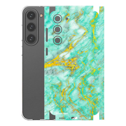 Samsung A/S Series Phone Skins (All Models) - Green And Gold Marble Feel - Matte Finish (M-16) Samsung Galaxy S23 Plus (5G)