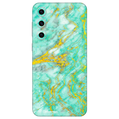 Samsung A/S Series Phone Skins (All Models) - Green And Gold Marble Feel - Matte Finish (M-16) Samsung Galaxy S23 Plus (5G)