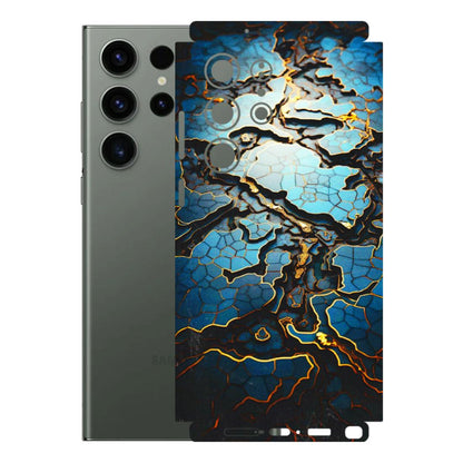 Samsung A/S Series Phone Skins (All Models) - Blue Gold Abstract - 3D Embossed Finish (L-11) Samsung Galaxy S23 Ultra (5G)
