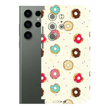 Samsung A/S Series Phone Skins (All Models) - Mini Donuts Doodle Art - 3D Embossed Finish (L-122) Samsung Galaxy S23 Ultra (5G)