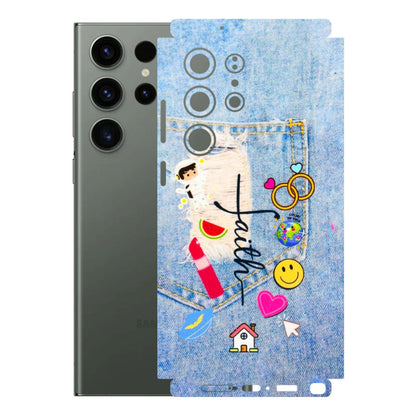 Samsung A/S Series Phone Skins (All Models) - Denim Jeans Pocket - 3D Embossed Finish (L-134) Samsung Galaxy S23 Ultra (5G)