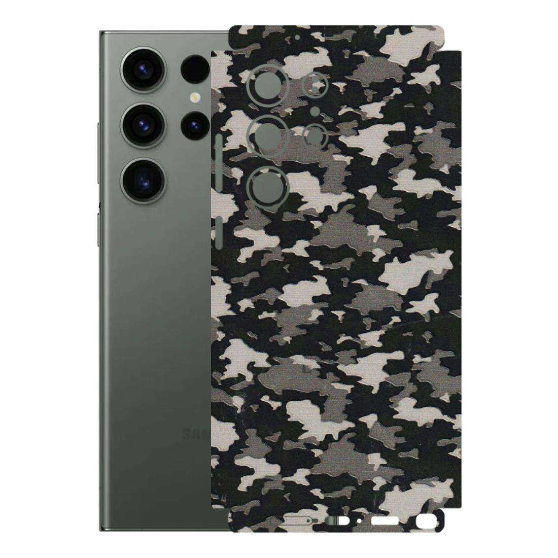 Samsung A/S Series Phone Skins (All Models) - Black/Grey Camoflaunge - 3D Embossed Finish (L-142) Samsung Galaxy S23 Ultra (5G)