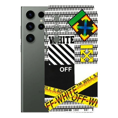 Samsung A/S Series Phone Skins (All Models) - White Off Abstract - 3D Embossed Finish (L-172) Samsung Galaxy S23 Ultra (5G)