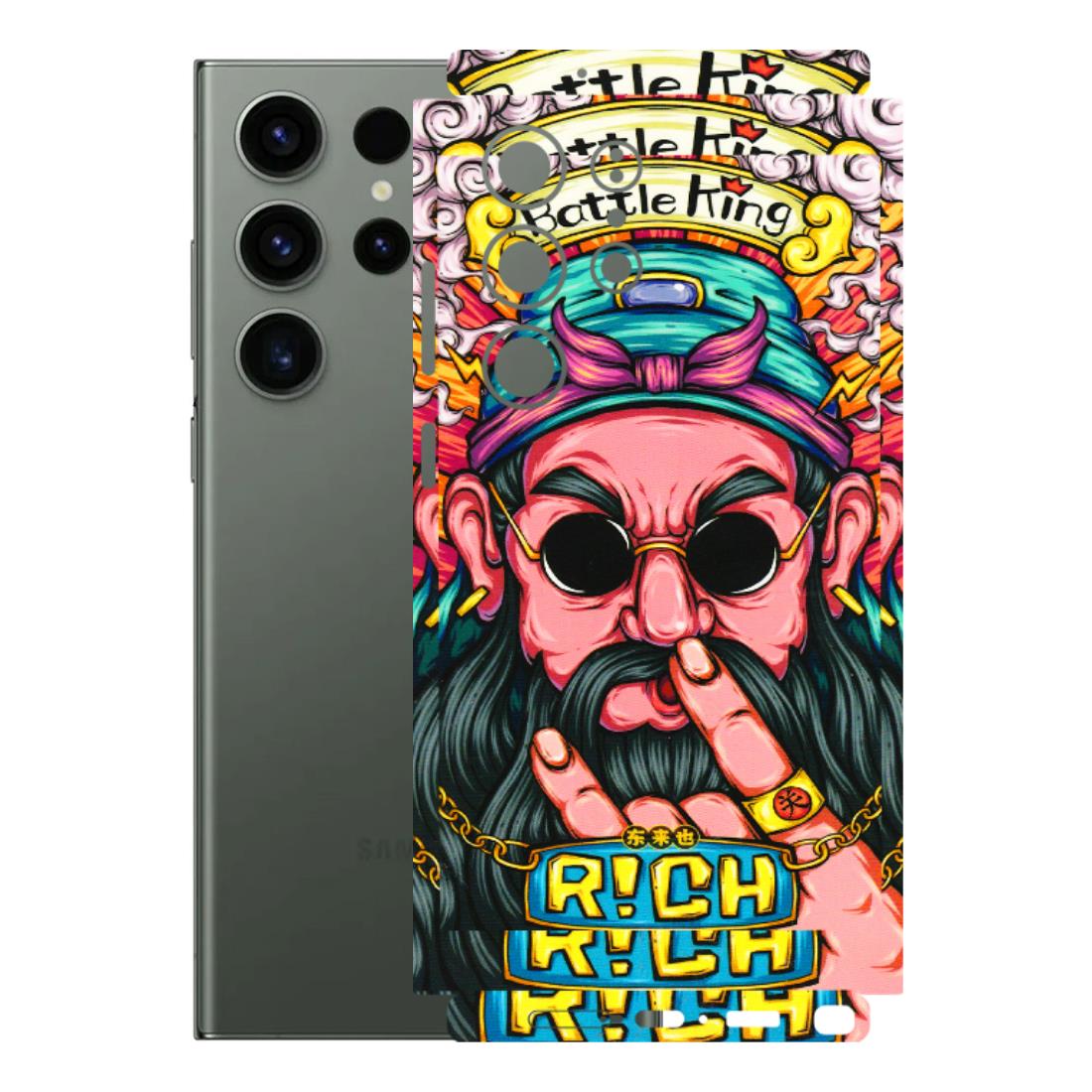 Samsung A/S Series Phone Skins (All Models) - Battle King Dude Face - 3D Embossed Finish (L-178) Samsung Galaxy S23 Ultra (5G)