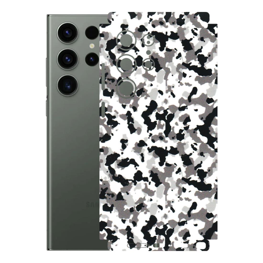 Samsung A/S Series Phone Skins (All Models) - White Black Camouflage - 3D Embossed Finish (L-18) Samsung Galaxy S23 Ultra (5G)