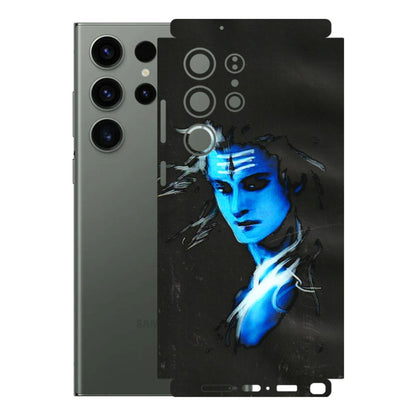 Samsung A/S Series Phone Skins (All Models) - Har Har Mahadev Blue/Black - 3D Embossed Finish (L-185) Samsung Galaxy S23 Ultra (5G)