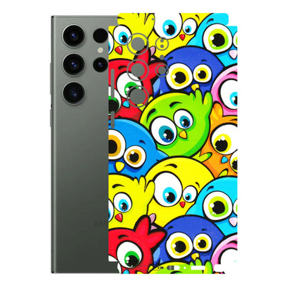 Samsung A/S Series Phone Skins (All Models) - Cute Fluffy Birds - 3D Embossed Finish (L-213) Samsung Galaxy S23 Ultra (5G)