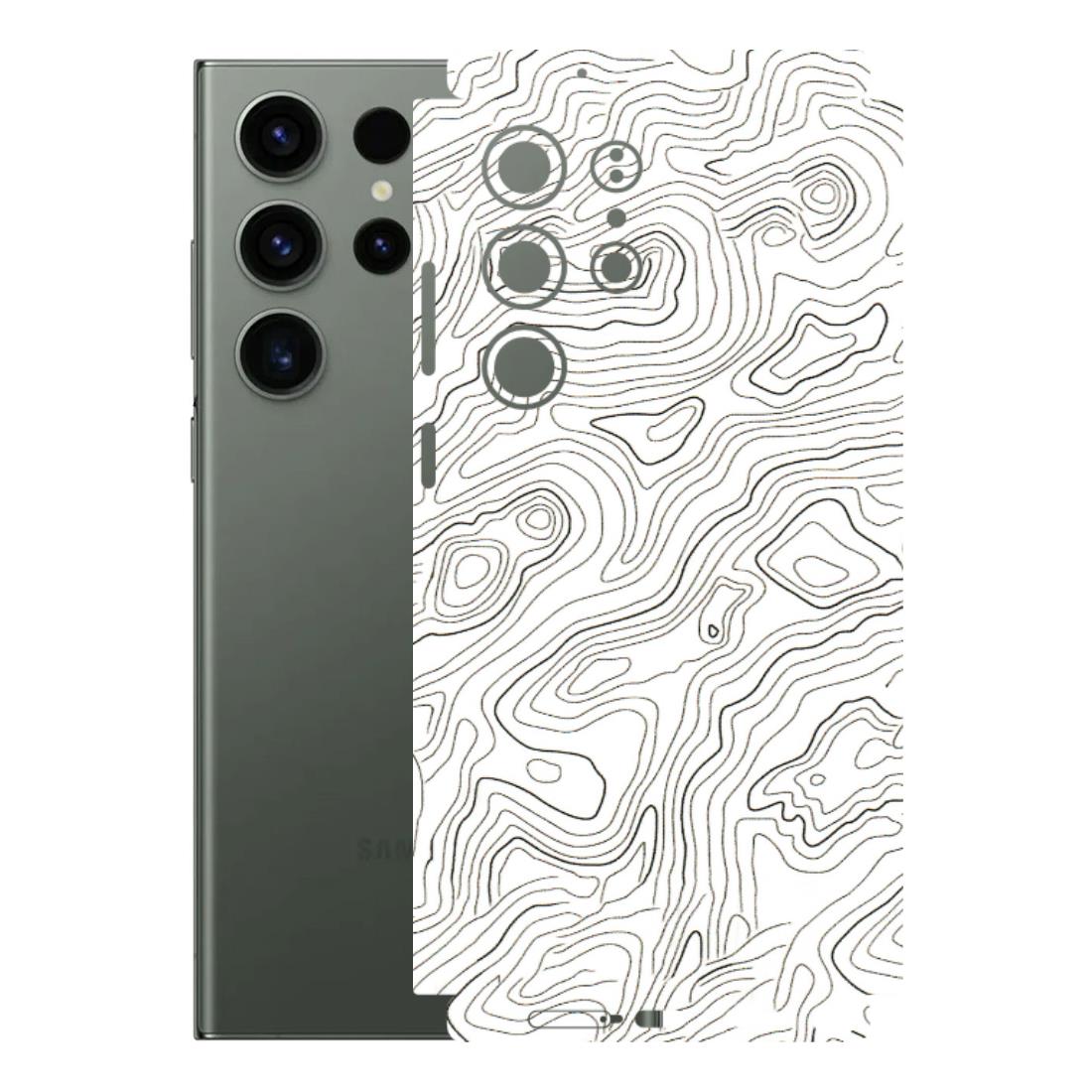 Samsung A/S Series Phone Skins (All Models) - White Black Swirls - 3D Embossed Finish (L-219) Samsung Galaxy S23 Ultra (5G)