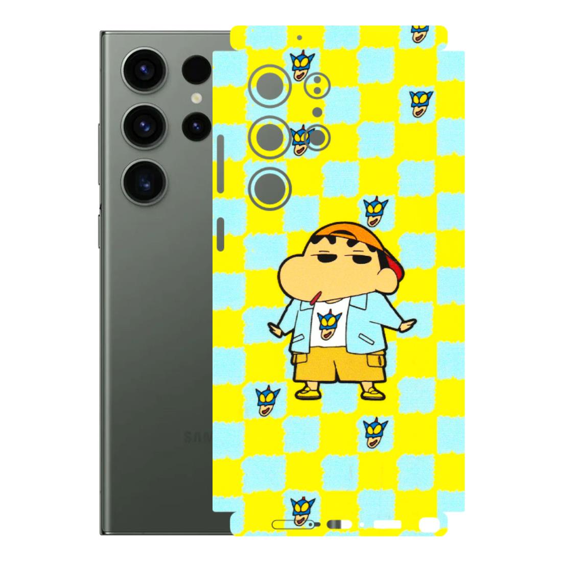 Samsung A/S Series Phone Skins (All Models) - Yellow Blue Shinchan Cute - 3D Embossed Finish (L-221) Samsung Galaxy S23 Ultra (5G)