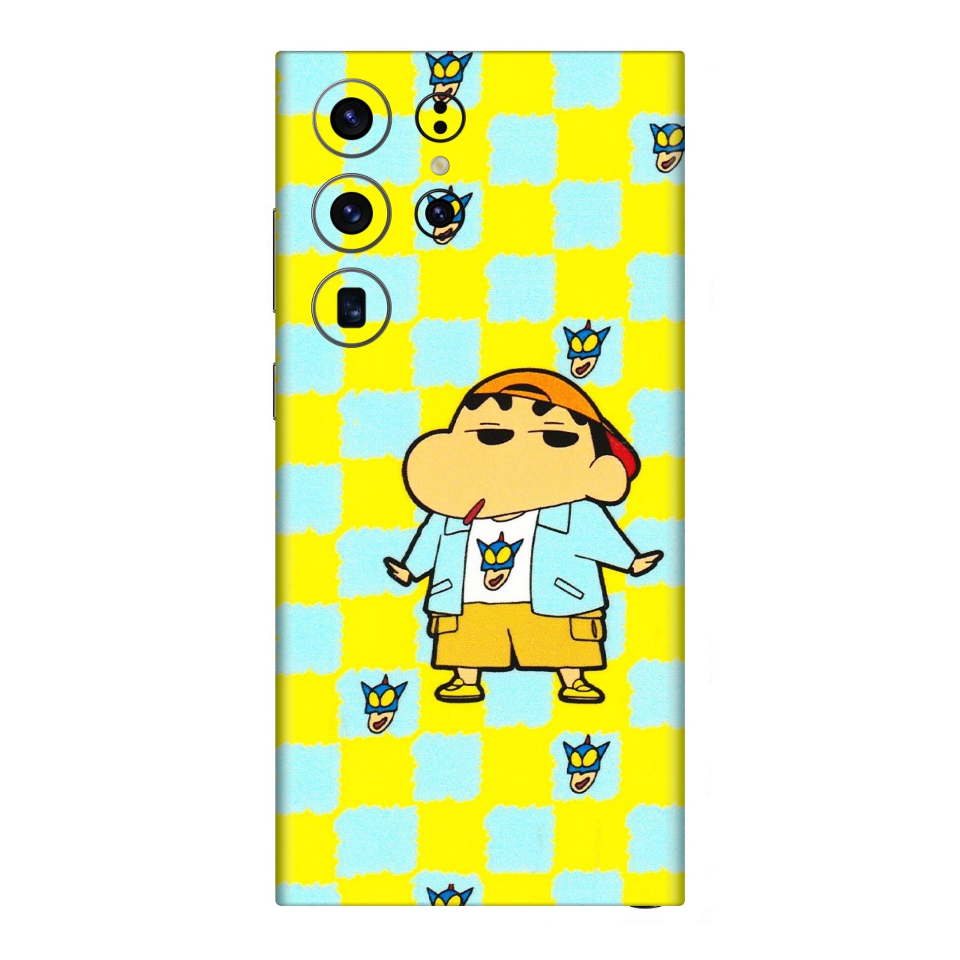 Samsung A/S Series Phone Skins (All Models) - Yellow Blue Shinchan Cute - 3D Embossed Finish (L-221) Samsung Galaxy S23 Ultra (5G)