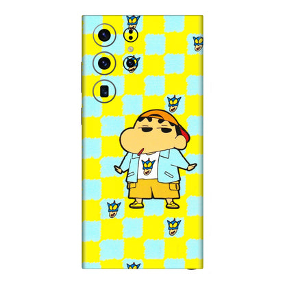 Samsung A/S Series Phone Skins (All Models) - Yellow Blue Shinchan Cute - 3D Embossed Finish (L-221) Samsung Galaxy S23 Ultra (5G)