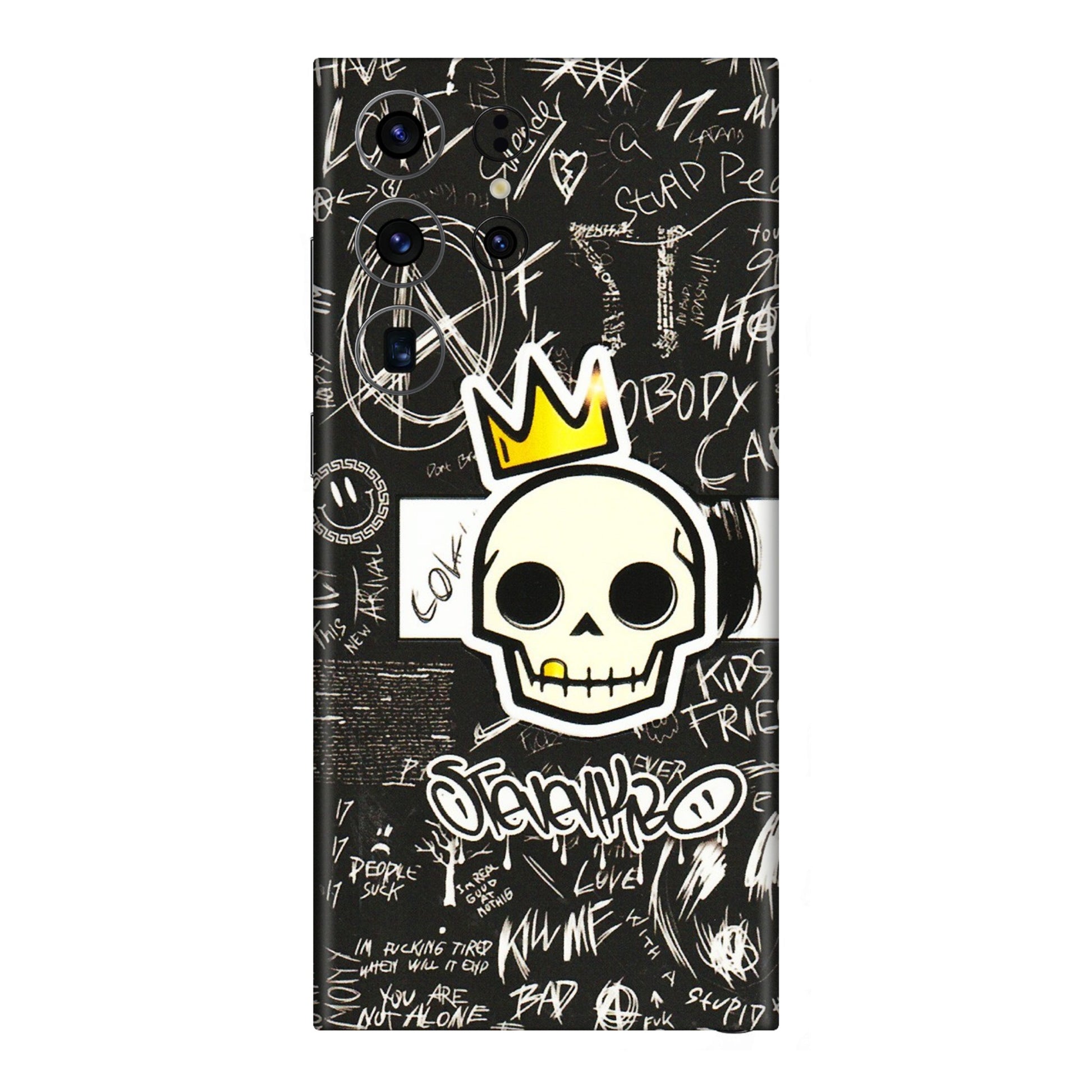 Samsung A/S Series Phone Skins (All Models) - Funny Skull Black Chalk Grafitti - 3D Embossed Finish (L-22) Samsung Galaxy S23 Ultra (5G)