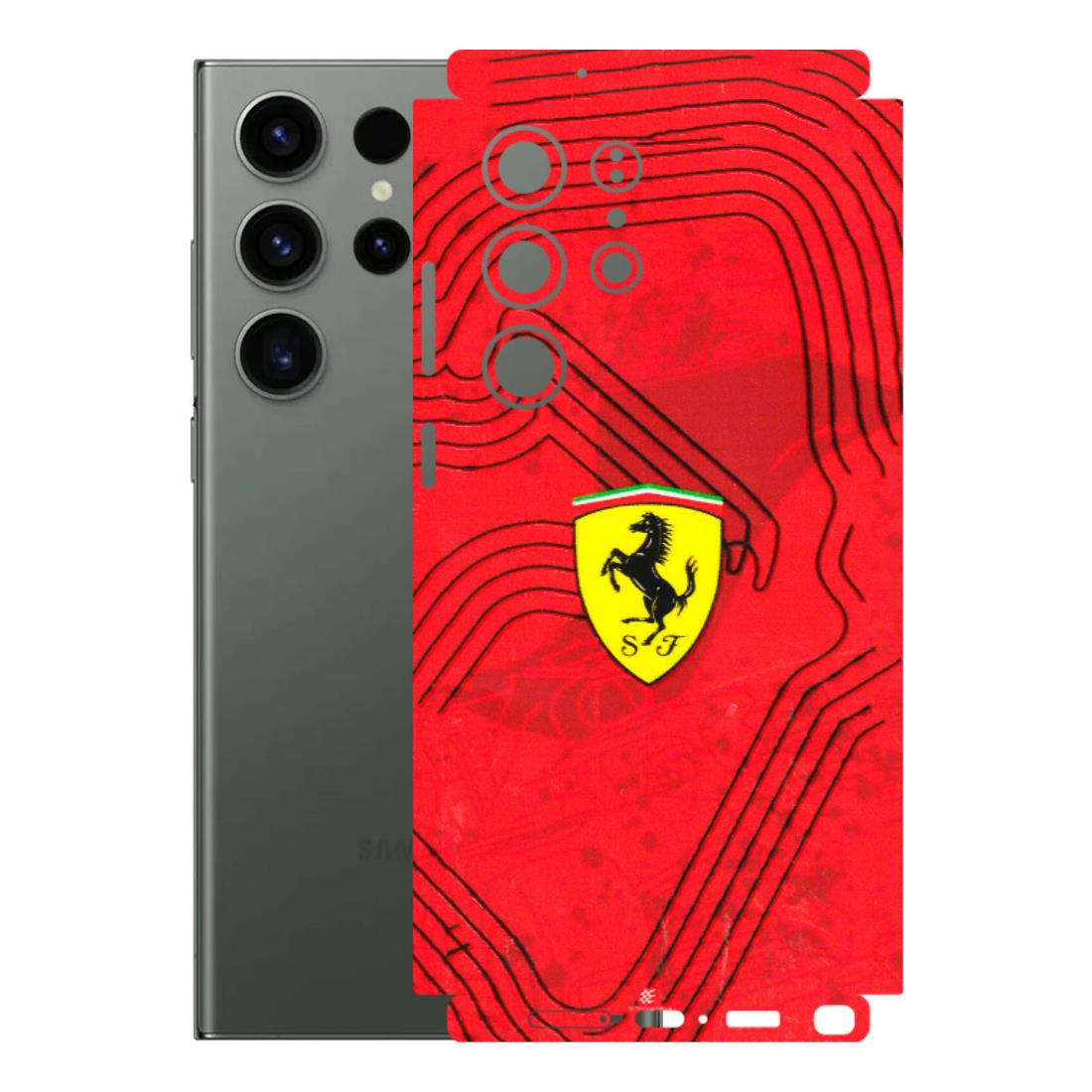Samsung A/S Series Phone Skins (All Models) - Red Ferrari Logo Stylish - 3D Embossed Finish (L-238) Samsung Galaxy S23 Ultra (5G)