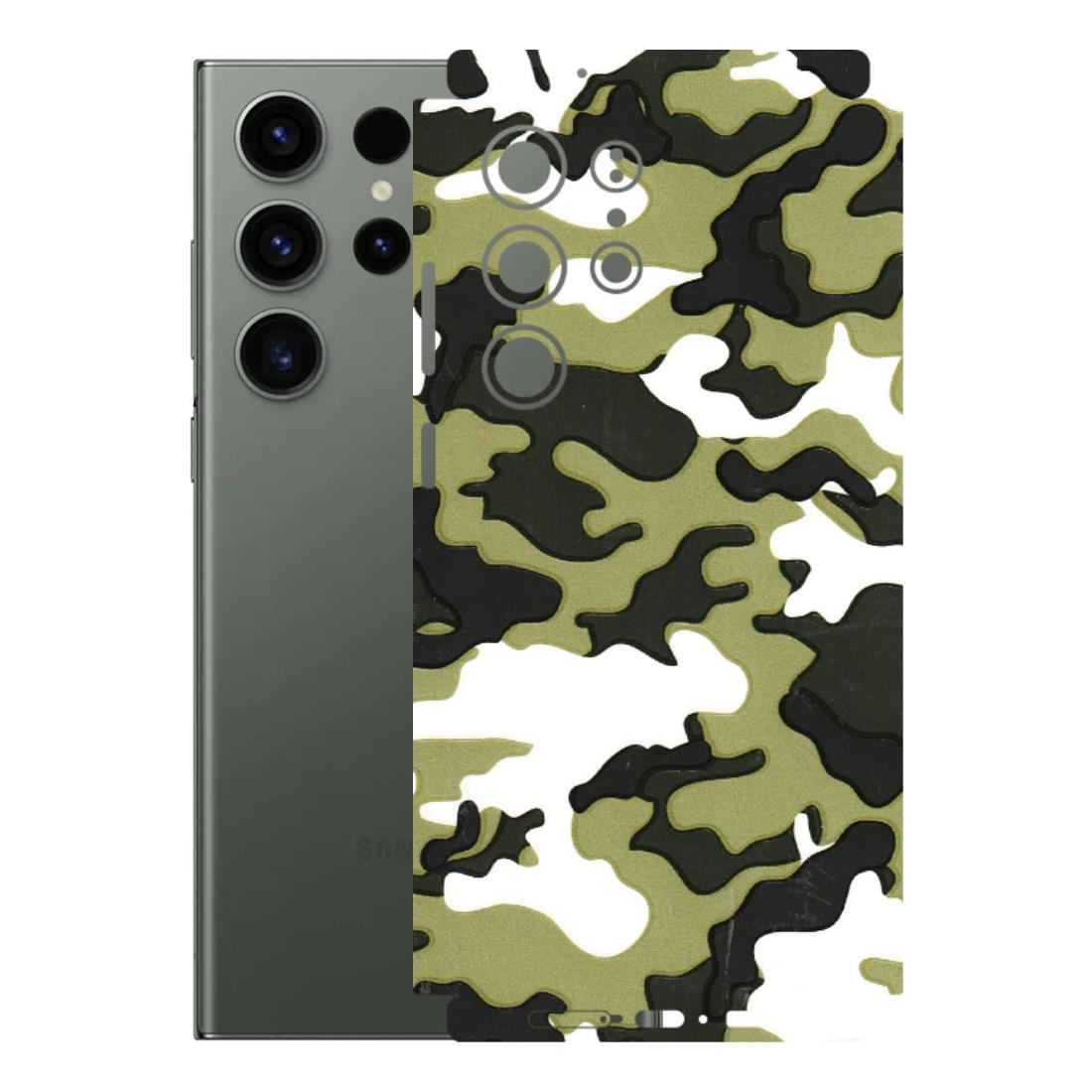 Samsung A/S Series Phone Skins (All Models) - Camouflages White And Green - 3D Embossed Finish (L-243) Samsung Galaxy S23 Ultra (5G)