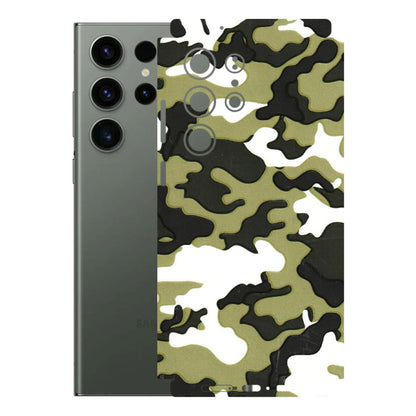 Samsung A/S Series Phone Skins (All Models) - Camouflages White And Green - 3D Embossed Finish (L-243) Samsung Galaxy S23 Ultra (5G)
