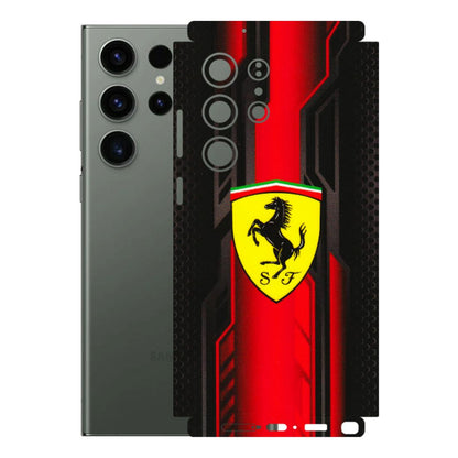 Samsung A/S Series Phone Skins (All Models) - Black Ferrari Logo - 3D Embossed Finish (L-253) Samsung Galaxy S23 Ultra (5G)