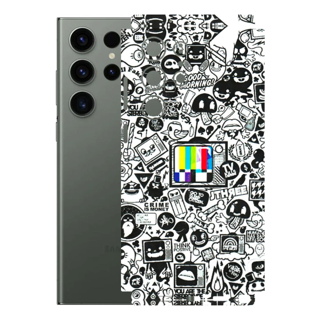 Samsung A/S Series Phone Skins (All Models) - Doodles Positive Art - 3D Embossed Finish (L-263) Samsung Galaxy S23 Ultra (5G)