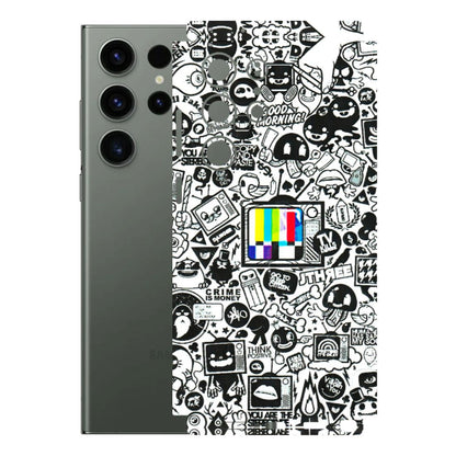 Samsung A/S Series Phone Skins (All Models) - Doodles Positive Art - 3D Embossed Finish (L-263) Samsung Galaxy S23 Ultra (5G)