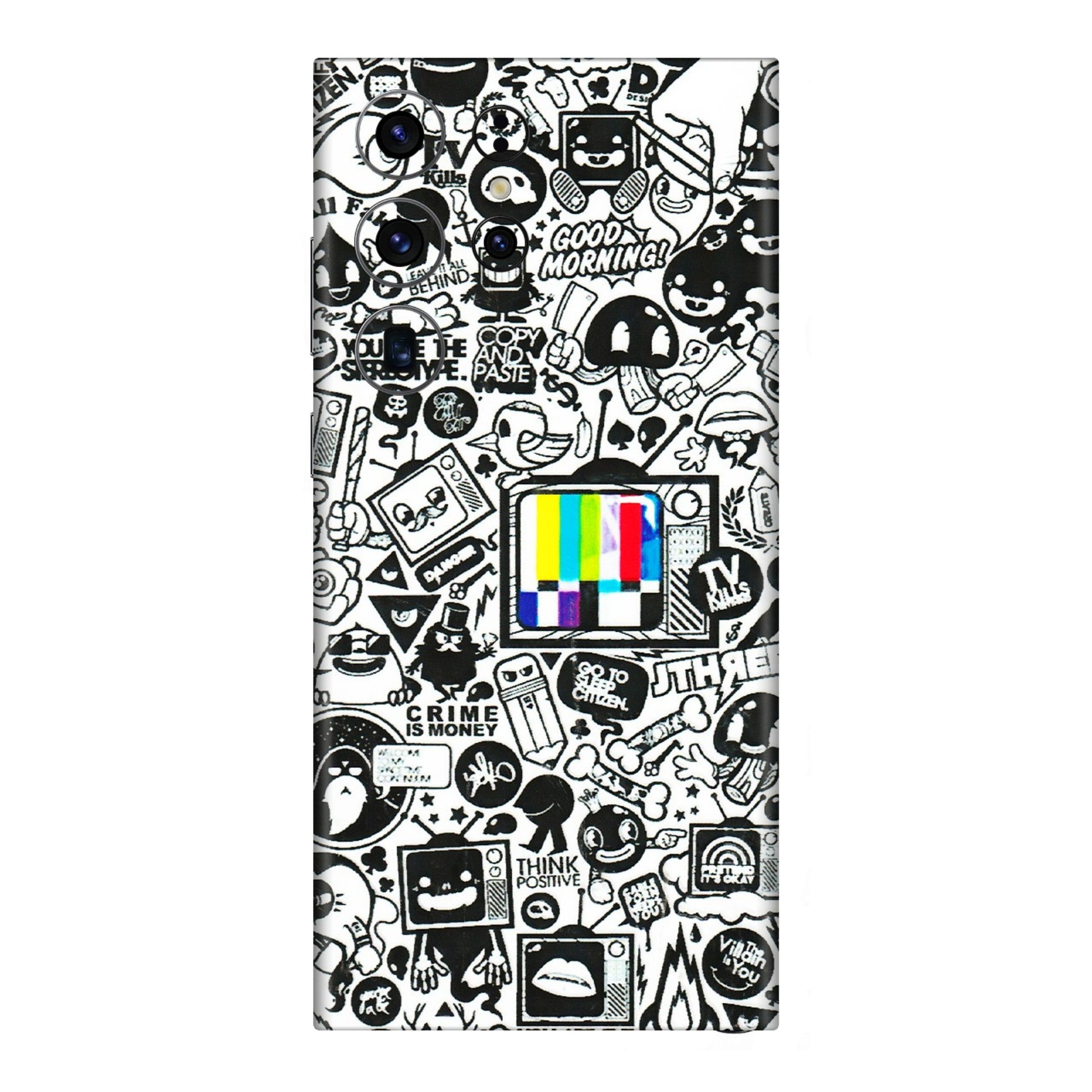 Samsung A/S Series Phone Skins (All Models) - Doodles Positive Art - 3D Embossed Finish (L-263) Samsung Galaxy S23 Ultra (5G)