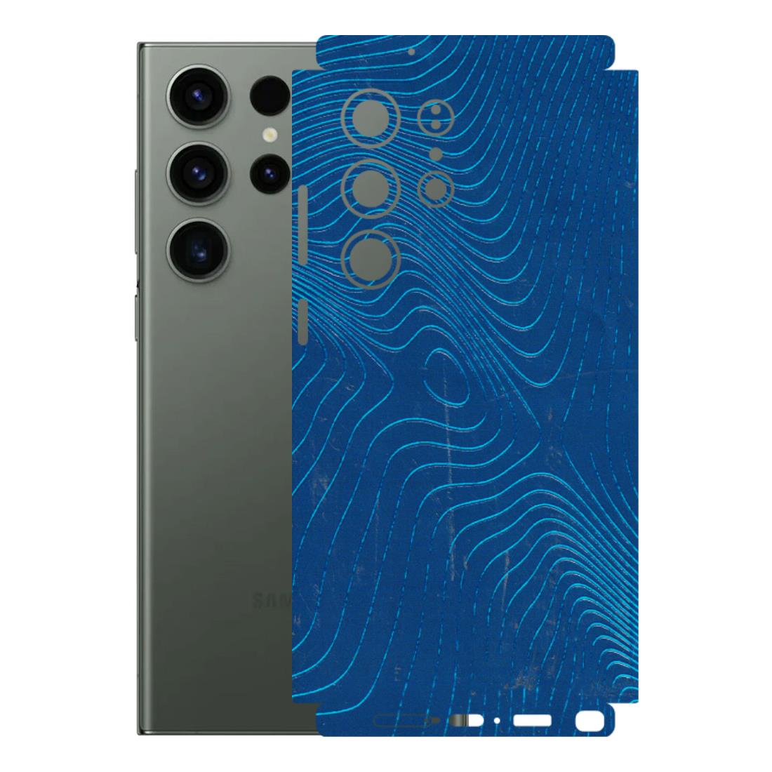 Samsung A/S Series Phone Skins (All Models) - Abstract Blue Line Map - 3D Embossed Finish (L-272) Samsung Galaxy S23 Ultra (5G)