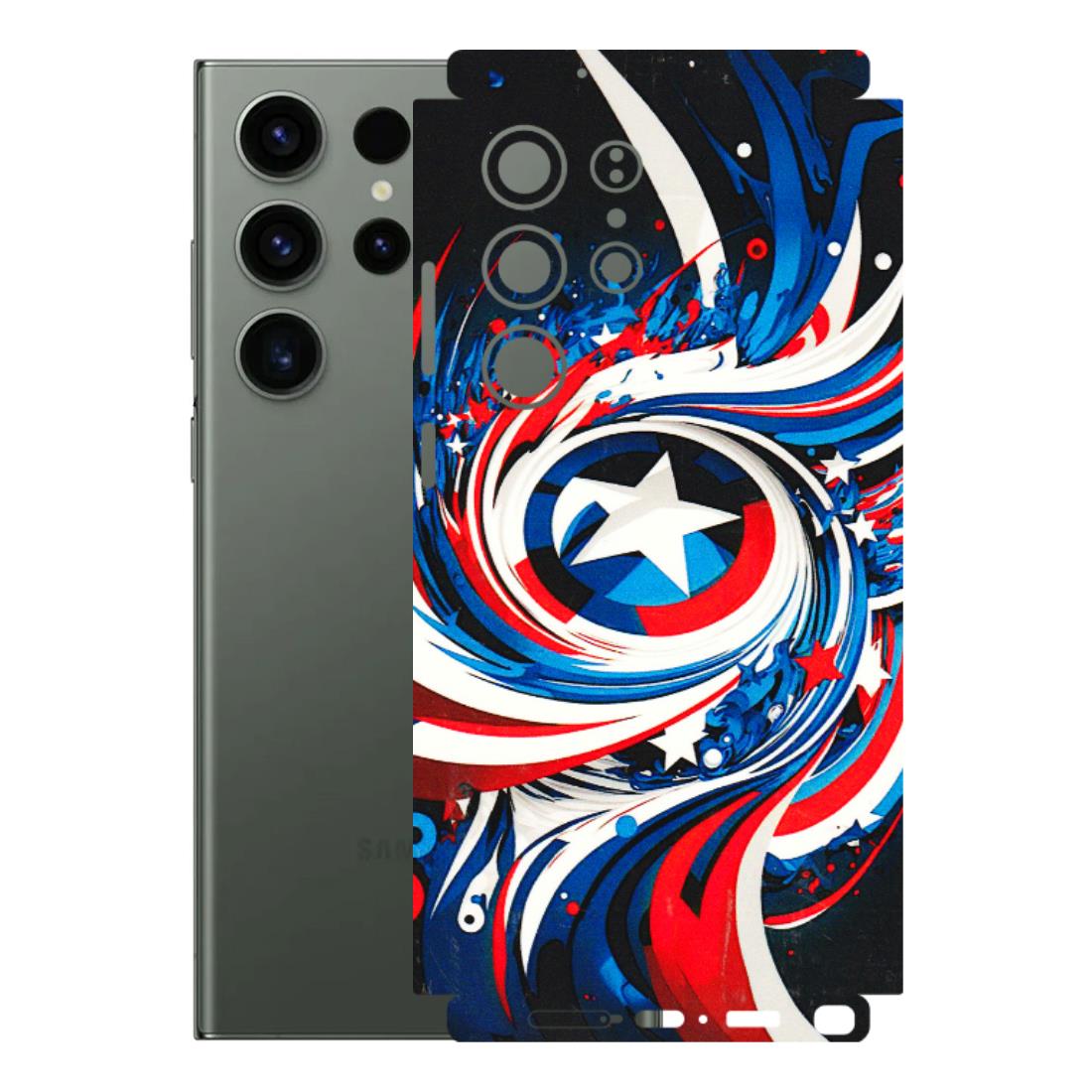 Samsung A/S Series Phone Skins (All Models) - Captain America Logo - 3D Embossed Finish (L-307) Samsung Galaxy S23 Ultra (5G)