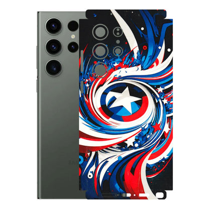 Samsung A/S Series Phone Skins (All Models) - Captain America Logo - 3D Embossed Finish (L-307) Samsung Galaxy S23 Ultra (5G)