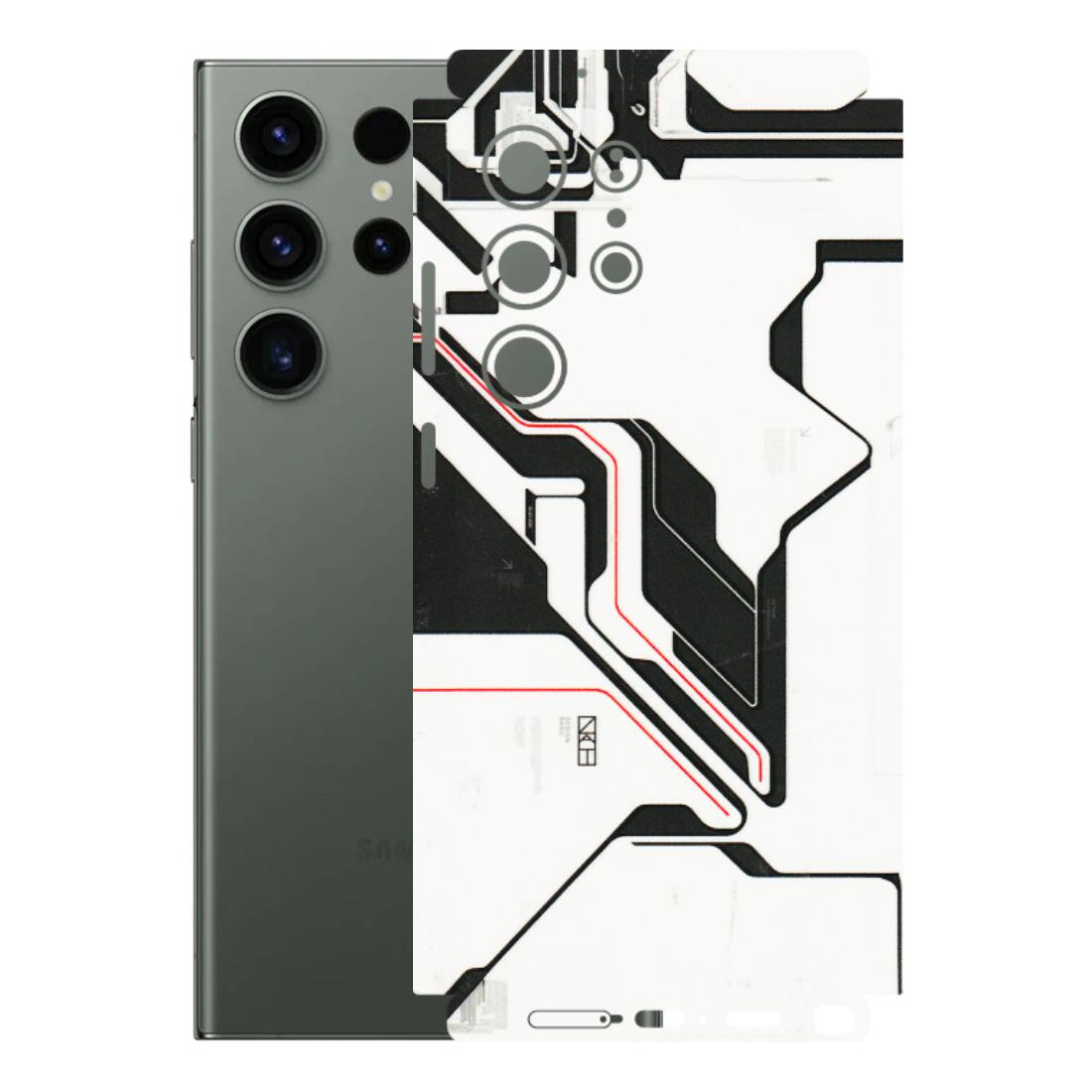 Samsung A/S Series Phone Skins (All Models) - White Techy Logo - 3D Embossed Finish (L-312) Samsung Galaxy S23 Ultra (5G)