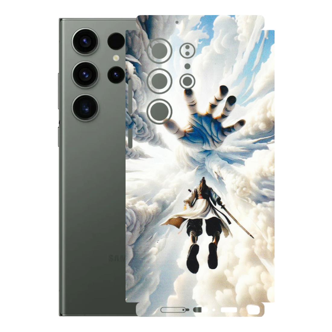 Samsung A/S Series Phone Skins (All Models) - Big Hand With Monkey King - 3D Embossed Finish (L-323) Samsung Galaxy S23 Ultra (5G)