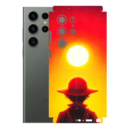 Samsung A/S Series Phone Skins (All Models) - Cool Sunset With Monkey D.Luffy Anime - 3D Embossed Finish (L-329) Samsung Galaxy S23 Ultra (5G)