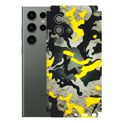 Samsung A/S Series Phone Skins (All Models) - Yellow Camouflage - 3D Embossed Finish (L-61) Samsung Galaxy S23 Ultra (5G)