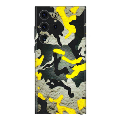 Samsung A/S Series Phone Skins (All Models) - Yellow Camouflage - 3D Embossed Finish (L-61) Samsung Galaxy S23 Ultra (5G)