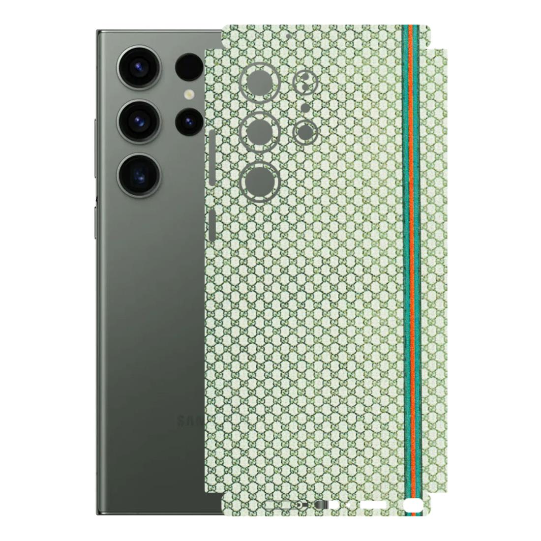 Samsung A/S Series Phone Skins (All Models) - Gucci Fabric Pattern - 3D Embossed Finish (L-73) Samsung Galaxy S23 Ultra (5G)