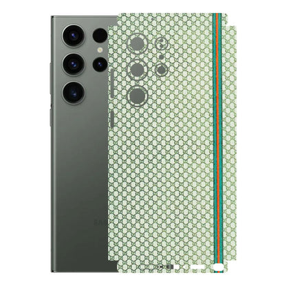 Samsung A/S Series Phone Skins (All Models) - Gucci Fabric Pattern - 3D Embossed Finish (L-73) Samsung Galaxy S23 Ultra (5G)