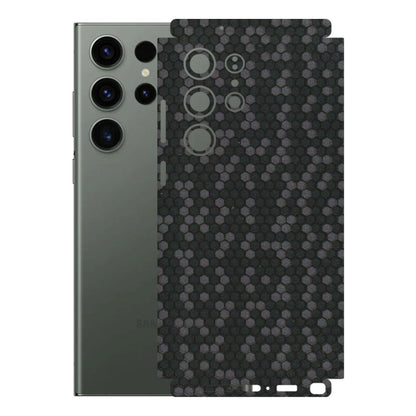 Samsung A/S Series Phone Skins (All Models) - Black Grey Honeycomb Sober - 3D Embossed Finish (L-85) Samsung Galaxy S23 Ultra (5G)