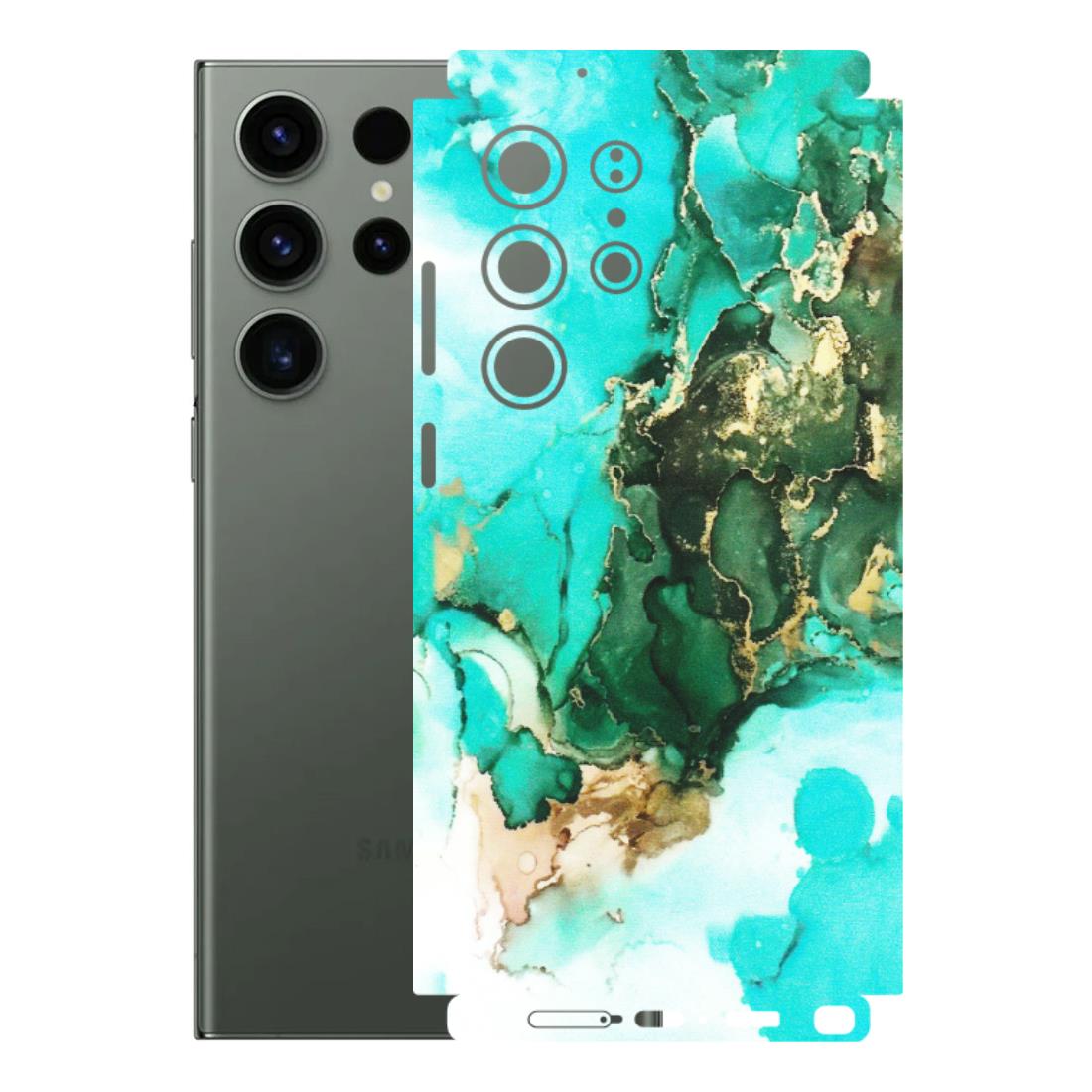 Samsung A/S Series Phone Skins (All Models) - The Blue Gold Marble - Matte Finish (M-124) Samsung Galaxy S23 Ultra (5G)