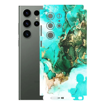 Samsung A/S Series Phone Skins (All Models) - The Blue Gold Marble - Matte Finish (M-124) Samsung Galaxy S23 Ultra (5G)