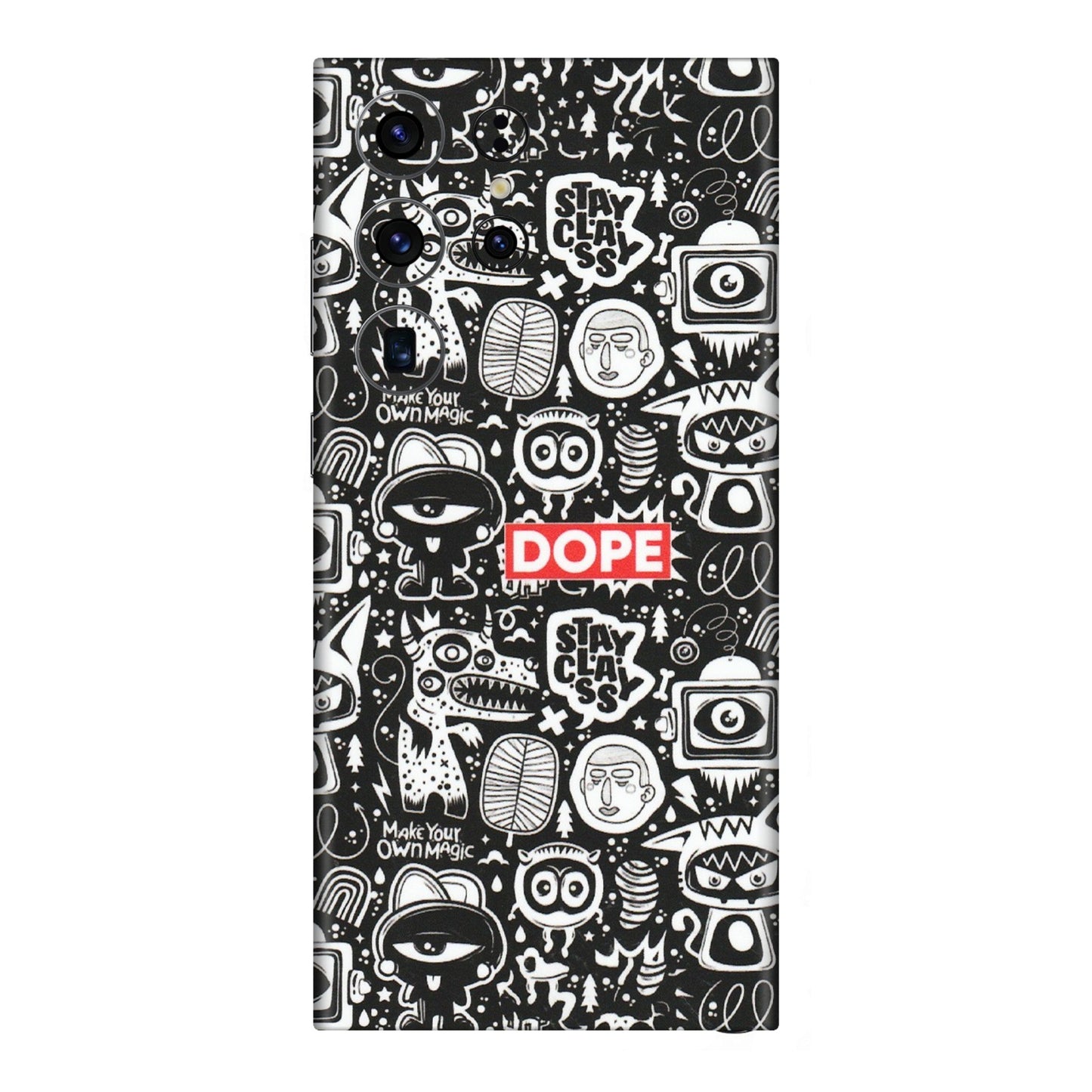 Samsung A/S Series Phone Skins (All Models) - Dope Stay Classy Black Doodles - Matte Finish (M-126) Samsung Galaxy S23 Ultra (5G)