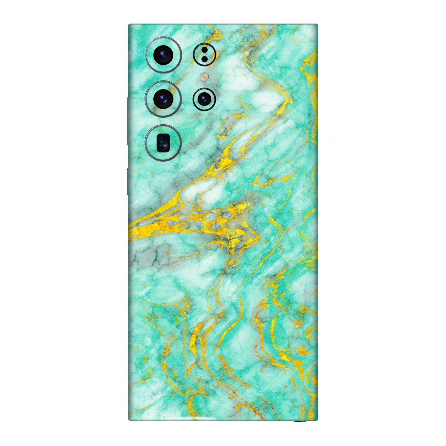 Samsung A/S Series Phone Skins (All Models) - Green And Gold Marble Feel - Matte Finish (M-16) Samsung Galaxy S23 Ultra (5G)