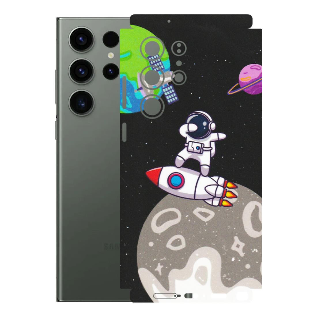 Samsung A/S Series Phone Skins (All Models) - Astronaut Vibing Toon Running - Matte Finish (M-39) Samsung Galaxy S23 Ultra (5G)