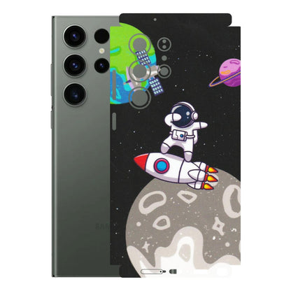Samsung A/S Series Phone Skins (All Models) - Astronaut Vibing Toon Running - Matte Finish (M-39) Samsung Galaxy S23 Ultra (5G)