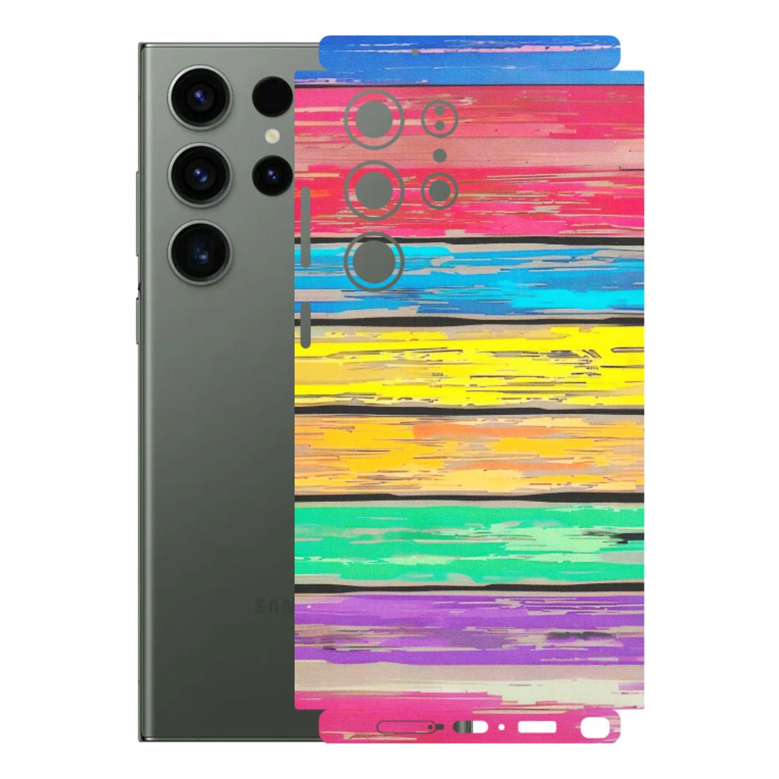 Samsung A/S Series Phone Skins (All Models) - Multi Colour Wooden Wall - Matte Finish (M-96) Samsung Galaxy S23 Ultra (5G)