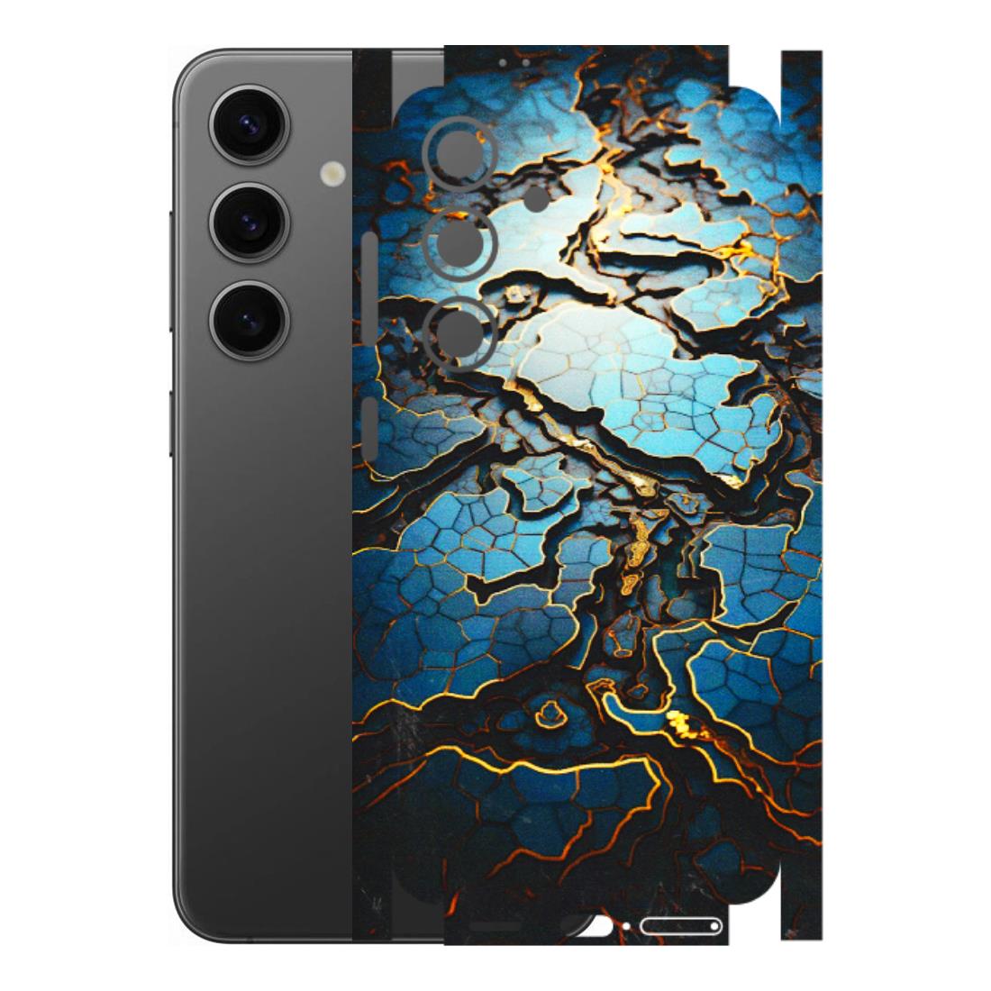 Samsung A/S Series Phone Skins (All Models) - Blue Gold Abstract - 3D Embossed Finish (L-11) Samsung Galaxy S24 (5G)