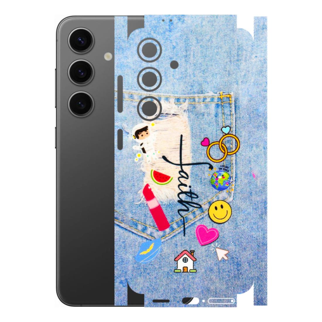 Samsung A/S Series Phone Skins (All Models) - Denim Jeans Pocket - 3D Embossed Finish (L-134) Samsung Galaxy S24 (5G)