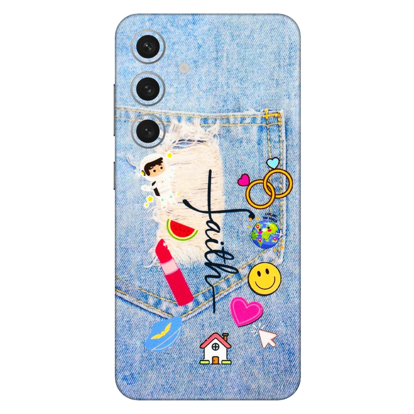 Samsung A/S Series Phone Skins (All Models) - Denim Jeans Pocket - 3D Embossed Finish (L-134) Samsung Galaxy S24 (5G)