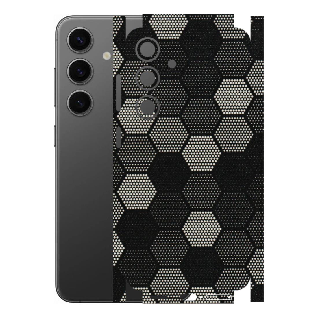 Samsung A/S Series Phone Skins (All Models) - Black & White Dotted Honeycomb Texture - 3D Embossed Finish (L-202) Samsung Galaxy S24 (5G)