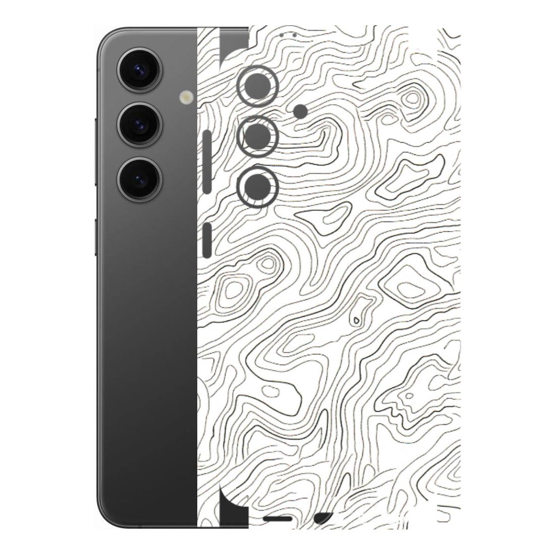 Samsung A/S Series Phone Skins (All Models) - White Black Swirls - 3D Embossed Finish (L-219) Samsung Galaxy S24 (5G)