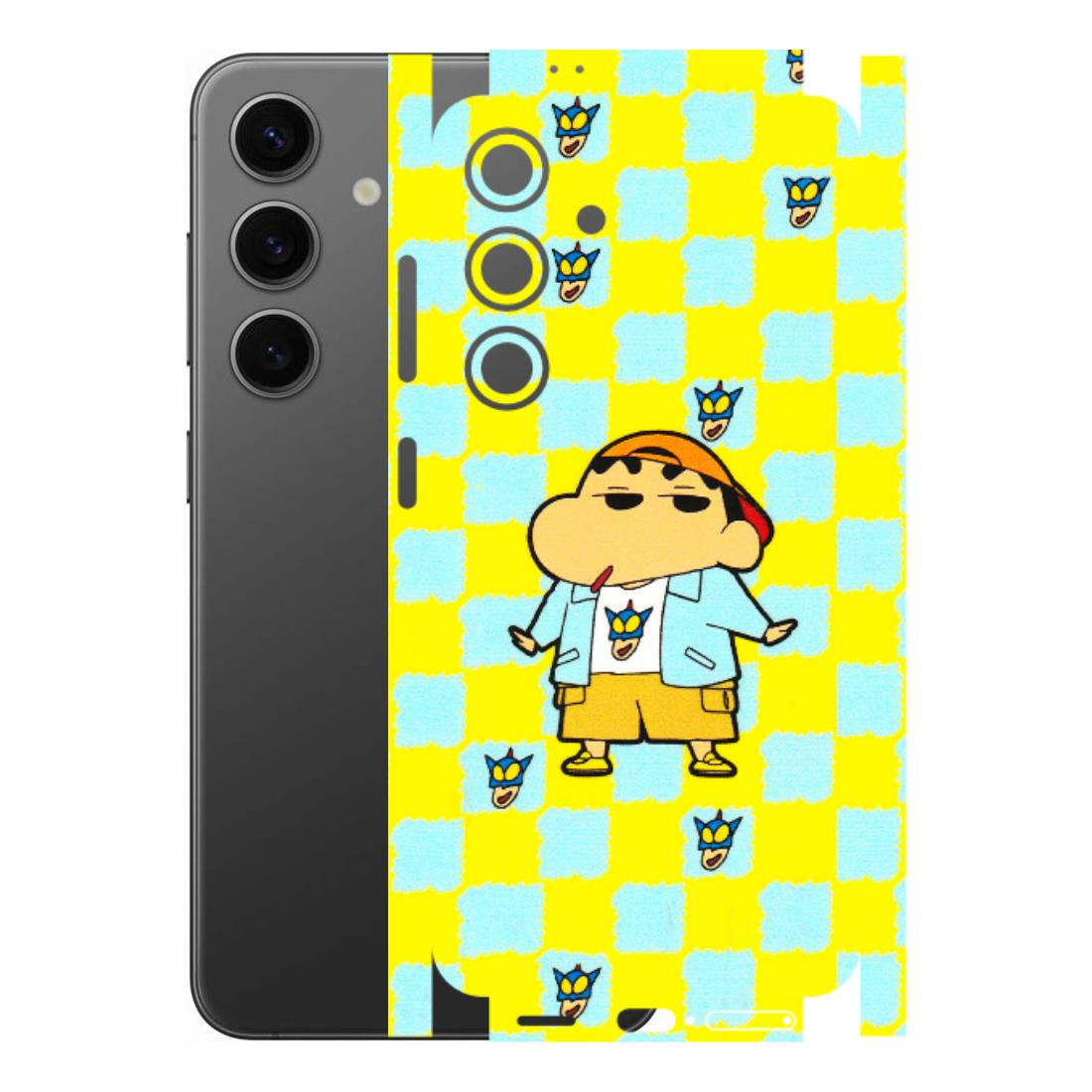 Samsung A/S Series Phone Skins (All Models) - Yellow Blue Shinchan Cute - 3D Embossed Finish (L-221) Samsung Galaxy S24 (5G)