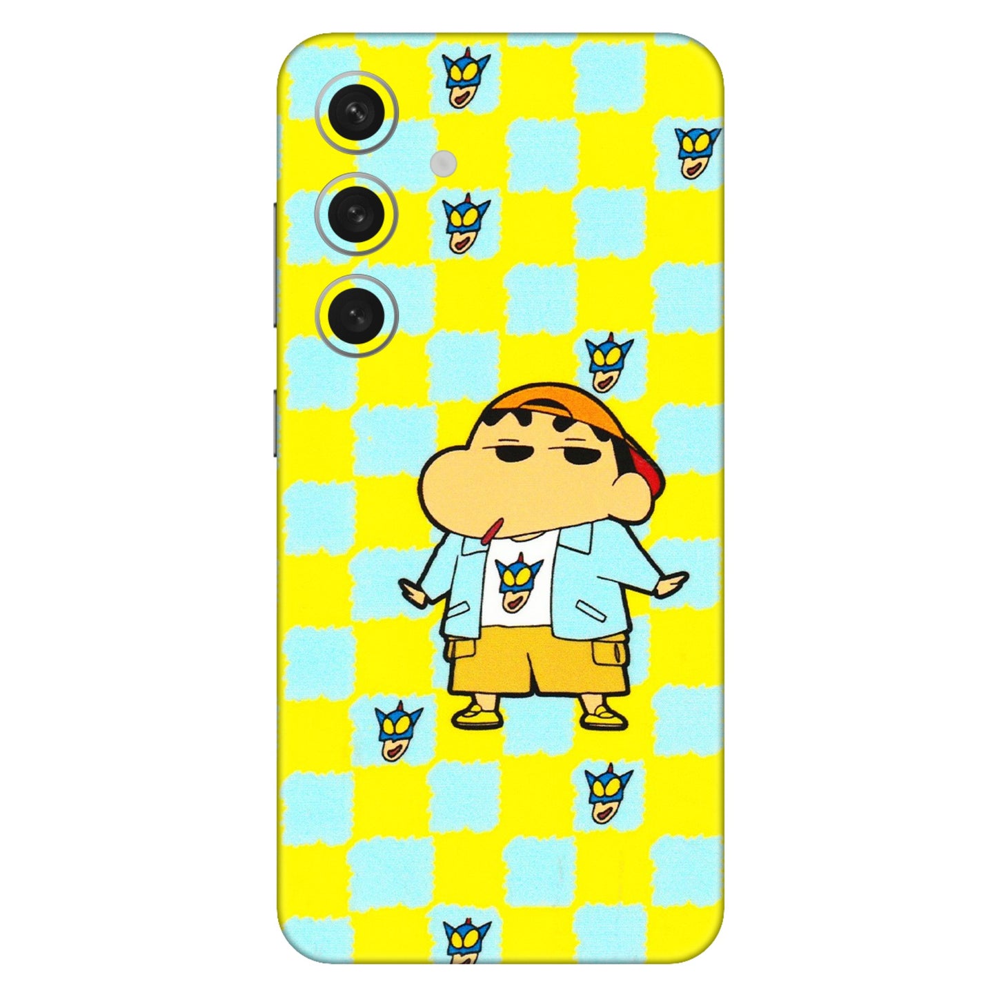 Samsung A/S Series Phone Skins (All Models) - Yellow Blue Shinchan Cute - 3D Embossed Finish (L-221) Samsung Galaxy S24 (5G)