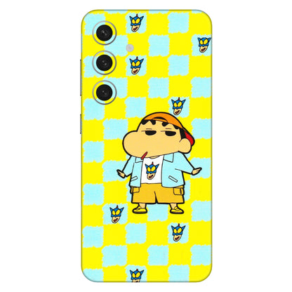 Samsung A/S Series Phone Skins (All Models) - Yellow Blue Shinchan Cute - 3D Embossed Finish (L-221) Samsung Galaxy S24 (5G)