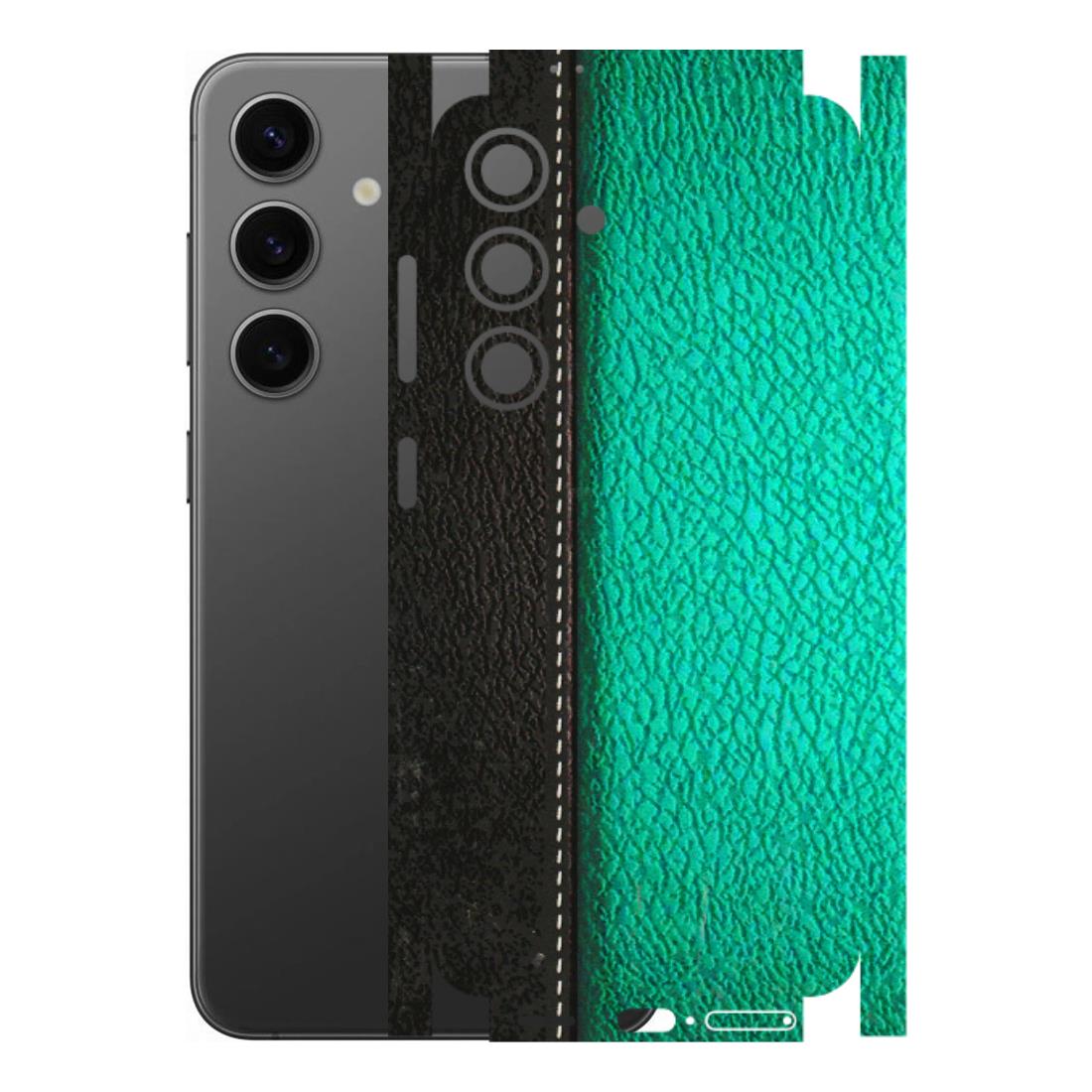 Samsung A/S Series Phone Skins (All Models) - Black Green Dual Leather Stich - 3D Embossed Finish (L-233) Samsung Galaxy S24 (5G)